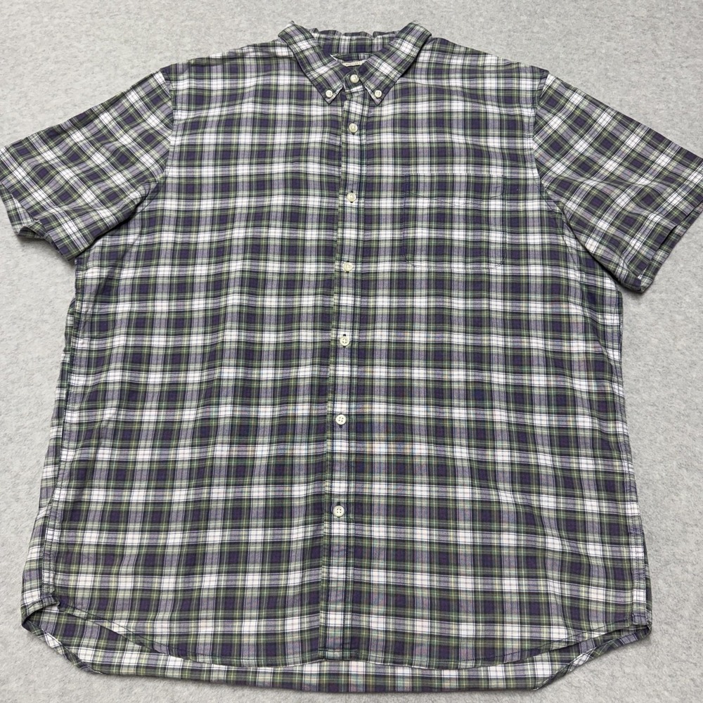 Denim & Supply Ralph Lauren Shirt Mens 2XL Green Plaid Short Sleeve Button Up